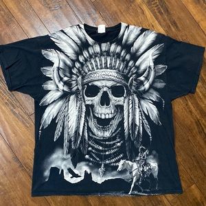 Vintage Skeleton Native American Headdress Big Jumbo Print Size XXL